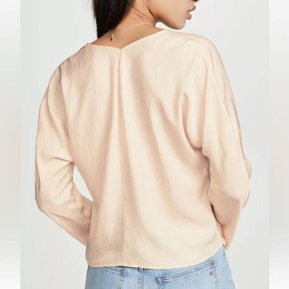 Vince Crossover Surplice Drop Shoulder Blouse Chiffon Top Size Large - Picture 4 of 8